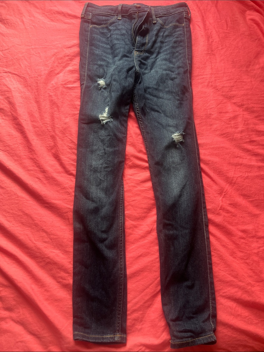 Hollister Dark Blue Distressed Jeggings